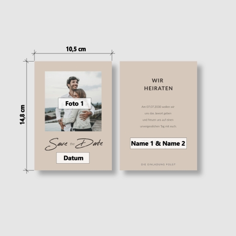 100 Save-the-Date Karten Pastellsand