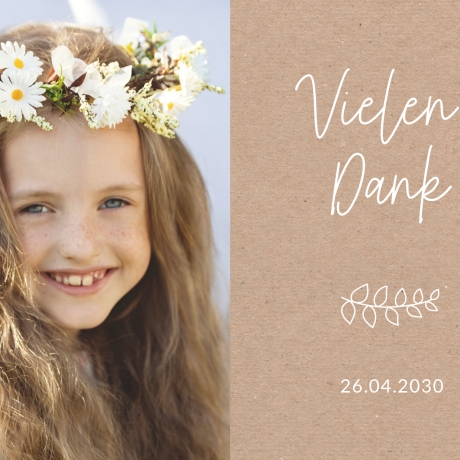 50 Dankeskarten Kommunion Konfirmation Perlbeige