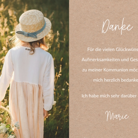 50 Dankeskarten Kommunion Konfirmation Perlbeige