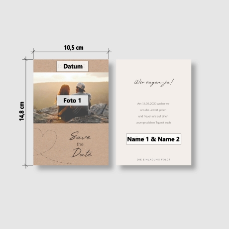 100 Save-the-Date Karten Perlbeige