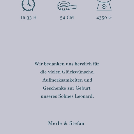 100 Dankeskarten Geburt Türkisgrün