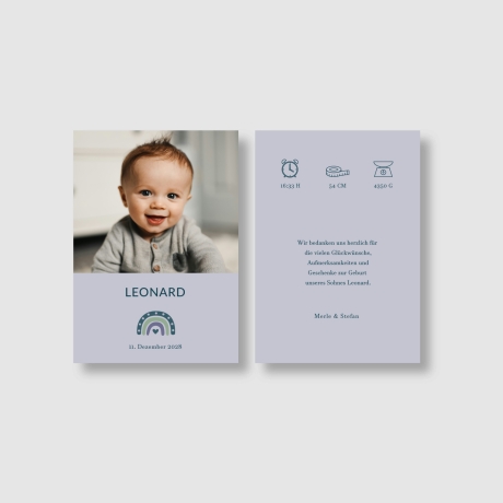 100 Dankeskarten Geburt Türkisgrün