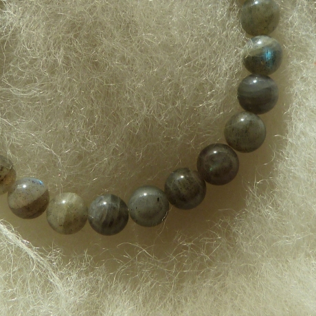 Edelsteinarmband Labradorit, 20 cm, grau blau, 8 mm Perlen