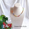 Halskette Perlenkette Bunt mit Gold Kurzkette Kette Damenkette