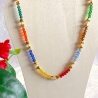 Halskette Perlenkette Bunt mit Gold Kurzkette Kette Damenkette