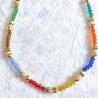 Halskette Perlenkette Bunt mit Gold Kurzkette Kette Damenkette