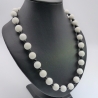 Edelsteinkette, Koralle Onyx, 53 cm, Perlenkette, schwarz weiß