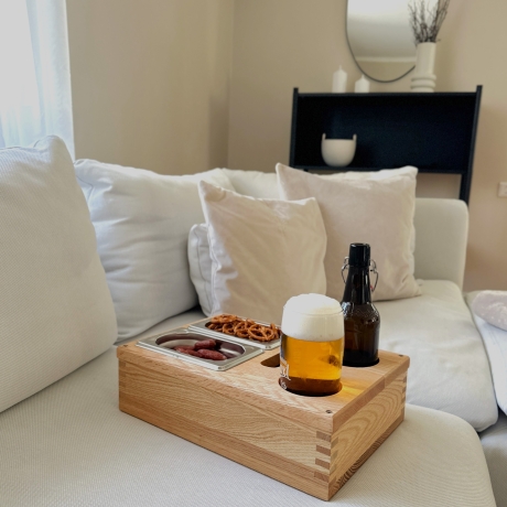 Sofa Butler - Couch Tablett - Bierkiste - Geschenk aus Eiche NEU