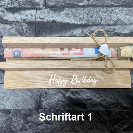 Geldgeschenk • Zum Geburtstag • Reagenzglas • Eiche