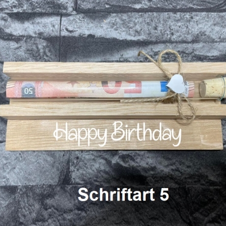 Geldgeschenk • Zum Geburtstag • Reagenzglas • Eiche