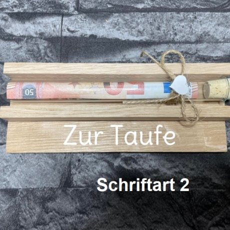 Geldgeschenk • Zur Taufe • Reagenzglas • Eiche