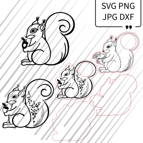 Plotterdatei Laserdatei SVG Eichhörnchen Teelicht