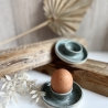 Handgemachte Keramik - getöpferte Eierbecher türkis grau Set
