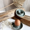 Handgemachte Keramik - getöpferte Eierbecher türkis grau Set