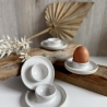 Handgemachte Keramik - getöpferte Eierbecher weiß orange