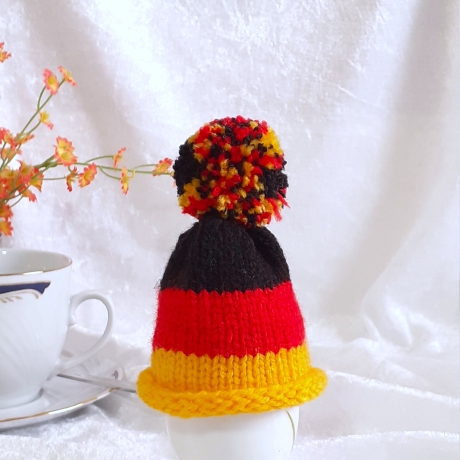 Eierwärmer Eier-Mützen Pudelmützen für Eier Deutschlandfahne 