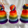 Eierwärmer Eier-Mützen Pudelmützen für Eier 3er-Set Regenbogen
