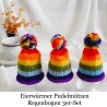 Eierwärmer Eier-Mützen Pudelmützen für Eier 3er-Set Regenbogen