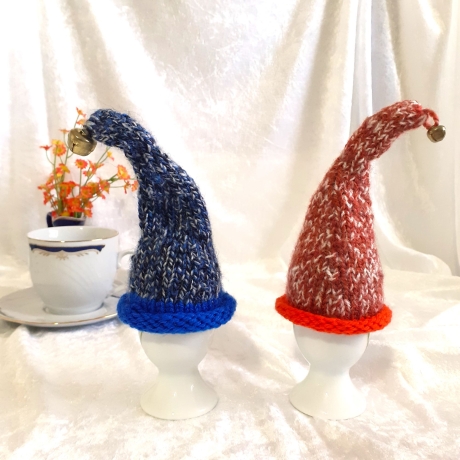 Eierwärmer Set Eier-Mützen Zipfelmütze für Eier Blau und Orange