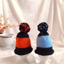gestrickte Eierwärmer Eier-Mützen Pudelmützen für Eier Doppel-Set