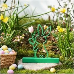 Einfarbiger Hase mit Tulpe aus PLA –  Oster-Deko zum Hinstellen