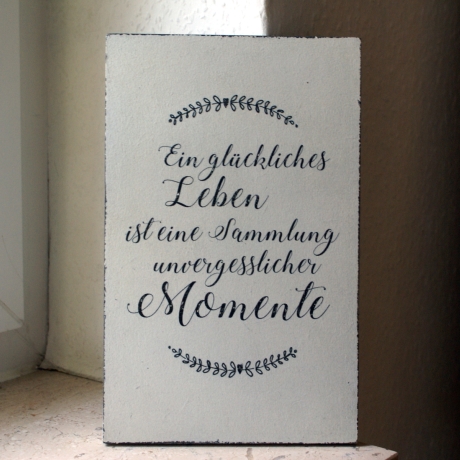 Schild Holz ein glückliches Leben ...  Shabby Chic