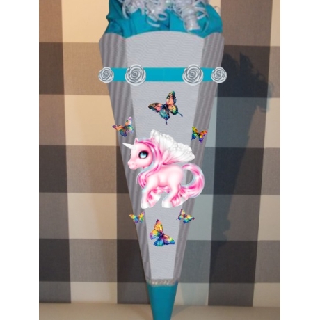 Dekoelemente für Schultüte Einhorn Gara verschiedene Farben