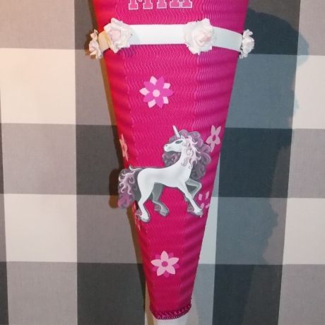 Dekoelemente für Schultüte Einhorn Pink