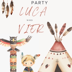 Digitale Einladung Kindergeburtstag - Indianer