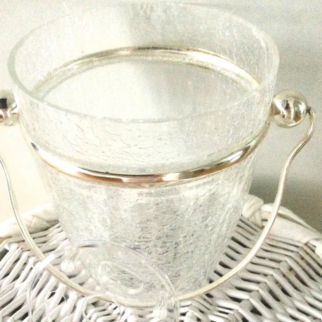 Vintage Eiskübel Craquelé-Glas versilberter Montur 60er/70er