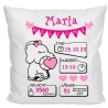 Kissen 40x40 cm WELCOME GIRL personalisiert mit Geburtsdaten/Name