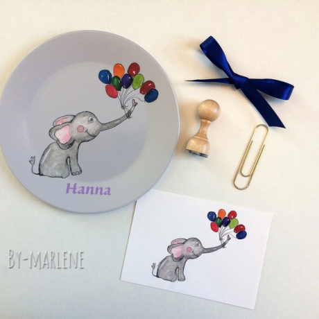 Kindergeschirr Elefant mit Namen