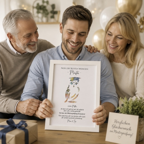 Personalisierter Geldgeschenkrahmen „Eule“ | Meisterprüfung