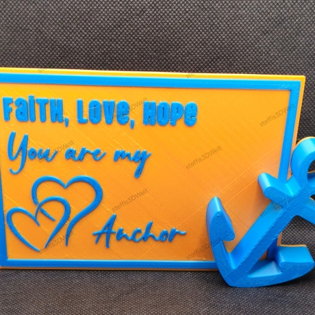 Selbststehende Karte „Glaube Liebe Hoffnung“ Englische Version