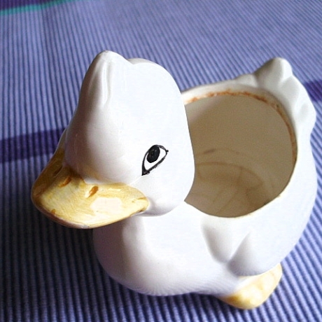 Vintage 2er-Set Ente & Schwan Keramik-Blumentöpfe 80er Jahren