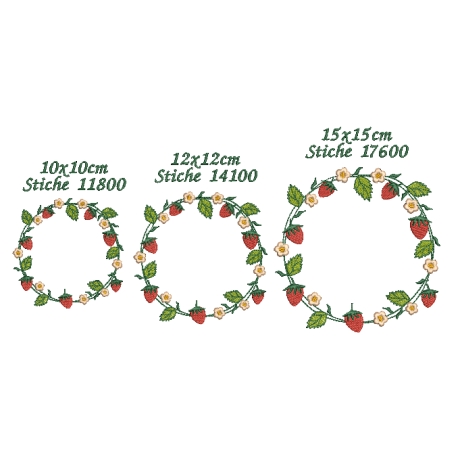 Stickdatei Erdbeere Erdbeerkranz