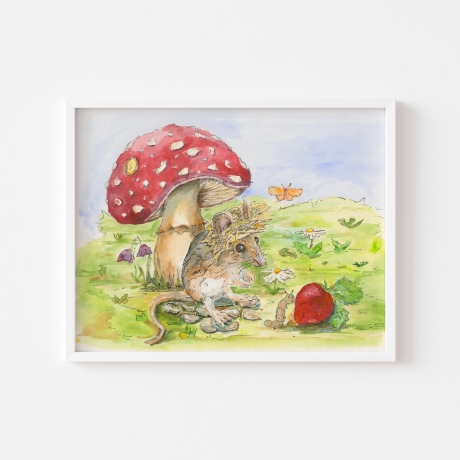 Bild Die Erdbeermaus - Kunstdruck für Kinder
