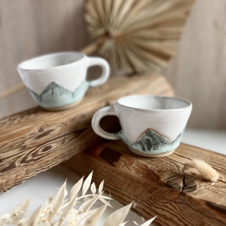 Handgemachte Keramik - getöpferte Espressotassen Set (2Stk.)