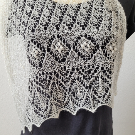Brautstola, Lace-Stola, Merinowolle mit Seide, Handgestrickt