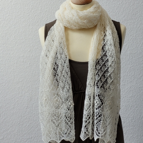 Brautstola, Lace-Stola, Merinowolle mit Seide, Handgestrickt