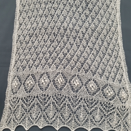 Brautstola, Lace-Stola, Merinowolle mit Seide, Handgestrickt