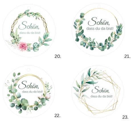 Anhänger „Schön, dass du da bist“ 5cm Hochzeitsdeko, 27 Motive 