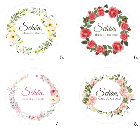 Anhänger „Schön, dass du da bist“ 5cm Hochzeitsdeko, 27 Motive 