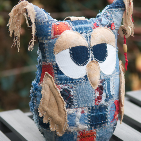 UPCYCLING Türstopper Eule mit Trageschlaufe