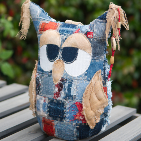 UPCYCLING Türstopper Eule mit Trageschlaufe