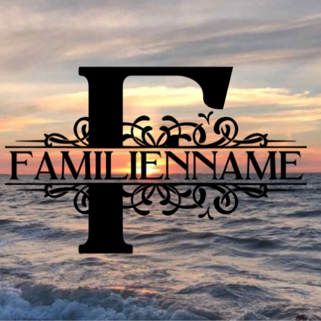 Aufkleber Monogramm F mit Familiennamen