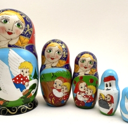 5-er Märchenmatroschka Gusi Lebedi, 14 cm, F 07