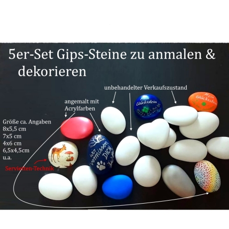 Fluss-Steine Gipssteine selber verzieren Rohling Deko-Stein 5 Stü