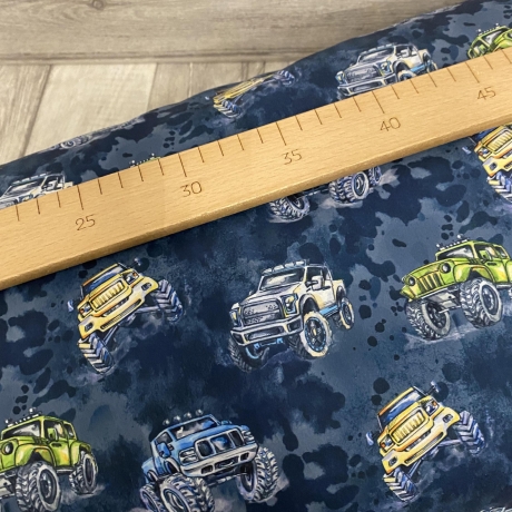 Softshell Meterware Kinderstoffe Outdoor Monstertruck