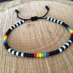 „Regenbogen trifft Schachbrett“ Miyuki-Rocailles Armband